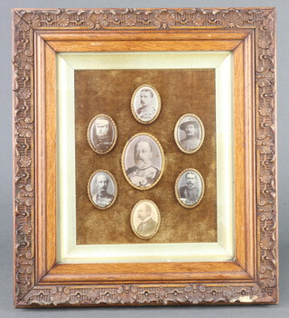 Photographs, oval portrait studies of Boer War leaders, 7 framed as 1, 20cm by 16cm