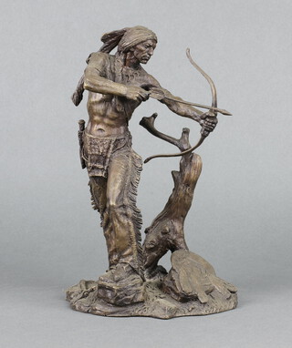 Franklin Mint, a bronze figure "Indianer Auf Der Jagd" by Jim Ponter for the Karl May Museum Radebeul x 15cm x 10cm 