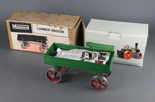 A Mamod Mallard lumber wagon LW.1 complete with logs and a Mamod open wagon OW1, both boxed  