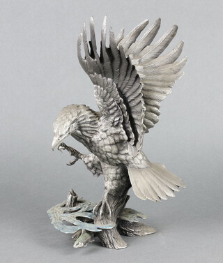 Franklin Mint, After Brunell a pewter figure from The Bald Eagle Series "Guardian Of The Raging River" 26cm h x 15cm w x 13cm d 
