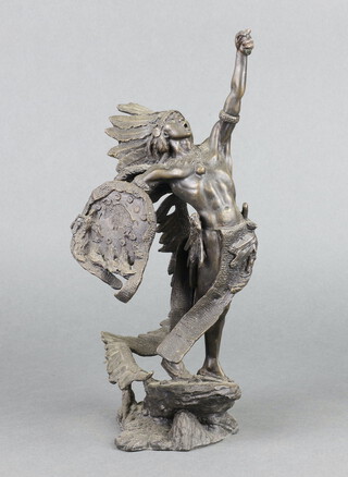 Franklin Mint, after Jim Pointer for The Western Heritage Museum, a bronze figure of a standing Native Indian warrior 28cm h x 13cm 