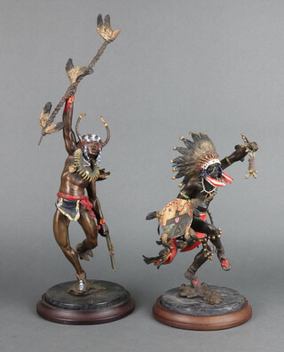 Franklin Mint, after R F Murray, two bronze figures - "Spirit of Thunderbird" 23cm h and "Spirit of Grizzly Bear" 43cm h  