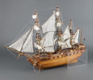 A model of a 3 masted galleon 39cm x 52cm x 8cm