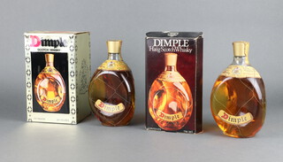 A 26 2/3 fl ozs bottle of Dimple Haig Scotch Whisky together with a 750m bottle, both boxed 
