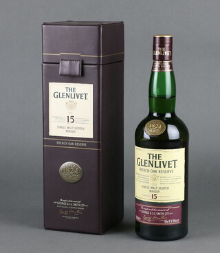 A 70cl bottle of The Glenlivet 15 year  old single malt whisky 