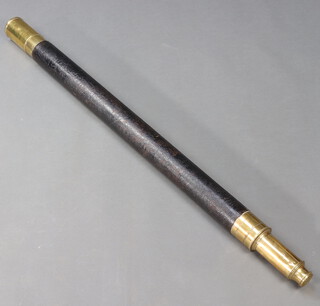 Dollond London, a brass and leather bound single draw telescope 95cm 