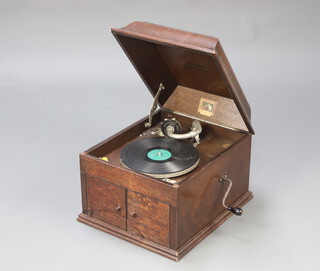 A His Masters Voice model 109 gramophone in an oak case 36cm h x 40cm w x 46cm d 