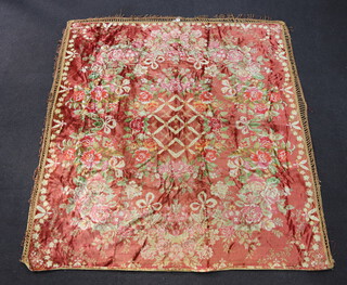 A floral patterned inlaid table cloth 209cm x 179cm