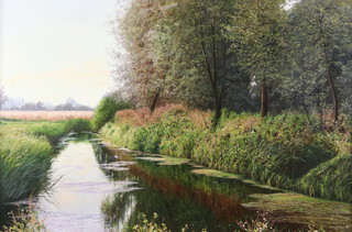 **David Smith, oil on canvas signed, Suffolk riverscape with distant trees 50cm by 74cm ** PLEASE NOTE: Artist's Re-sale Rights may be payable on this lot