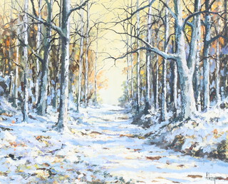 Alan King, oil on canvas signed "Winter Wonderland" with certificate 39cm x 50cm 