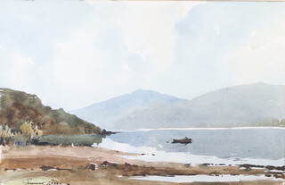 Edward Wesson (1910-1983) watercolour signed Scottish loch scene 32cm x 50cm 