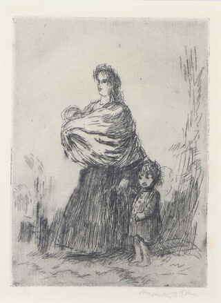 Augustus John (1872-1961) etching, signed in pencil "The Little Family" labels on verso 15.5cm x 11.5cm 