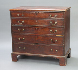 A 19th Century mahogany secretaire chest, the well fitted secretaire drawer above 3 drawers, raised on bracket feet 105cm h x 108cm w x 56cm d 