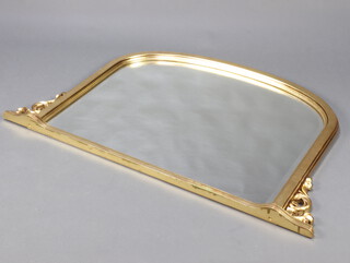 A Victorian style gilt framed dome topped over mantel mirror 80cm x 123cm 