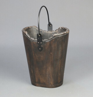 An oval wooden "coal" bucket 34cm x 28cm x 21cm 