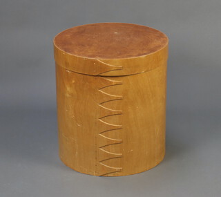 An oval Shaker style plywood box 51cm x 48cm x 46cm 
