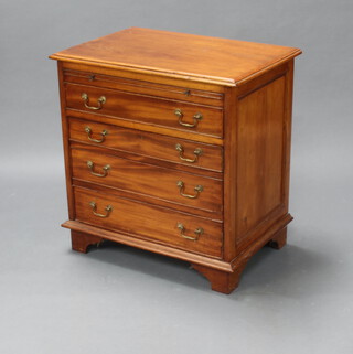 A cabinet with hinged lid and cupboard in the form of a Georgian 4 drawer chest of drawers, raised on bracket feet 76cm h x 72cm x 49cm (split to top)