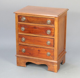 A 19th Century style mahogany chest of 4 drawers with brass drop handles, raised on bracket feet 76cm h x 61cm w x 44cm d 