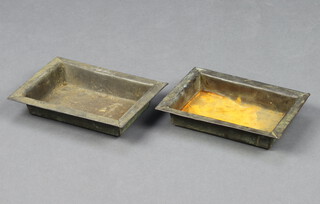 A pair of rectangular pierced metal umbrella/stick stand drip trays 4cm h x 17.5cm w x 12cm d 