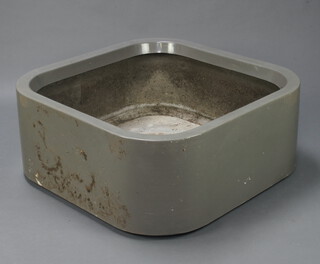 A grey square moulded plastic garden planter 42cm h x 100cm w x 100cm d  