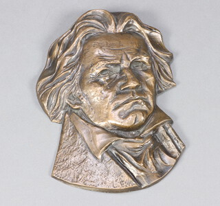 A bronze resin wall plaque of Beethoven 34cm x 24cm 
