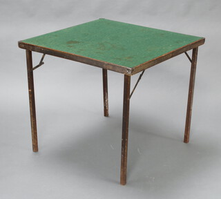 A beech folding bridge table 67cm h x 76cm w x 76cm d 