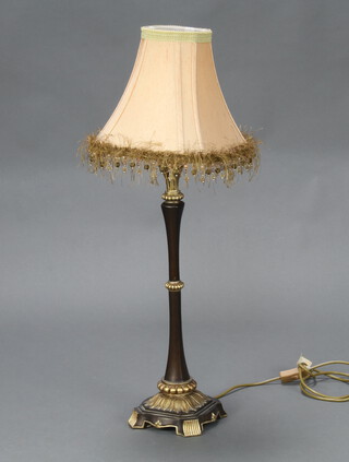 A Regency style resin table lamp on panelled feet 57cm h together with a resin and metal table lamp in the form of a twin handled urn rained on a circular base 34cm x 15cm (2)