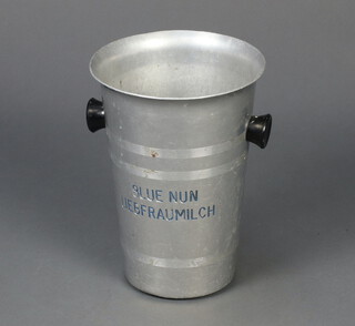 A vintage Blue Nun Liebfraumilch twin handled aluminium wine cooler 30cm h x 21cm diam.  