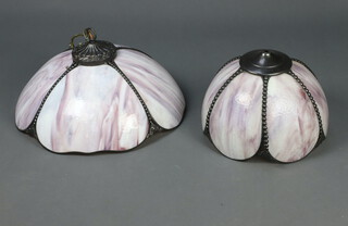 A Liberty style opaque purple perspex lamp shade 20cm x 47cm together with 1 other 26cm x 31cm (mounts loose in places) 