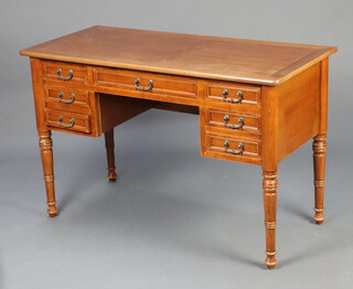 A Continental writing table fitted 2 long and 6 short drawers raised on panelled supports (water and contact marks in places) 77cm h x 120cm w x 55cm d 