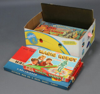 A box of vintage board games