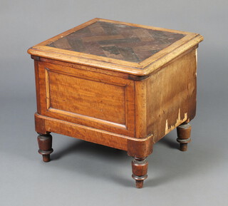 A Victorian mahogany commode with hinged lid and china liner (f) 48cm x 51cm x 46cm 