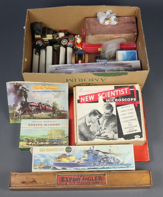 The Expert Angler game boxed, a New Scientist child's telescope boxed, a quantity of Airfix and other models etc 