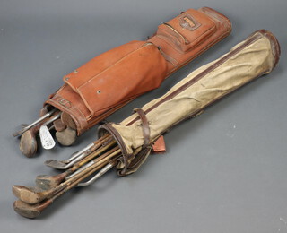 Two bags of vintage golf clubs including hickory 