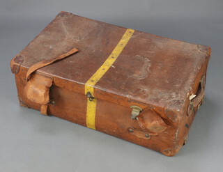 A fibre cabin trunk with brass locks 30cm x 90cm x 55cm 