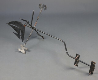 A wrought iron weather vane decorated a yacht 127cm h x 63cm w (some light rust) 