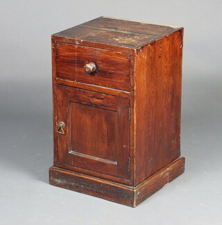 A 19th Century pine bedside cabinet 62cm h x 38cm w x 37cm d 