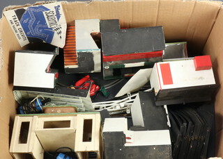 A quantity of Scalextric track, buildings etc 