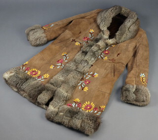 A vintage Afghan sheepskin coat with embroidered decoration 
