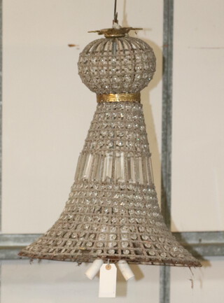 A waisted metal and glass light fitting (the base missing) 63cm x 47cm 