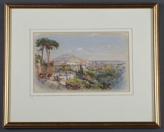Charles Rowbotham, watercolour signed, a view of Nice, 12cm x 18cm  