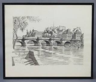 D. Debbuchey '78, ink and wash study of the Seine 49cm x 59cm 