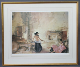 Sir William Russell Flint (1880-1969), limited edition print, "In a Burgundian Granary" ladies in an interior scene no.458 of 850 53cm x 69cm 