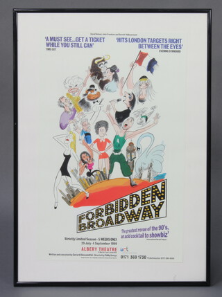 A theatre poster, "Forbidden Broadway 1999", Albery Theatre 50cm by 32cm and 1 other "My Lovely Shayna Maidel" starring Anita Dobson at the Ambassadors Theatre 50cm x 30cm 
