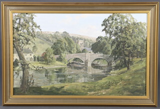 Claude Horsfall, oil on board signed, "Skirfare at Arncliffe"  38cm x 61cm 
