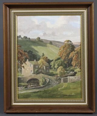 Claude Horsfall, oil on board signed, "Townhead, Kettlewell" 34cm x 26cm 