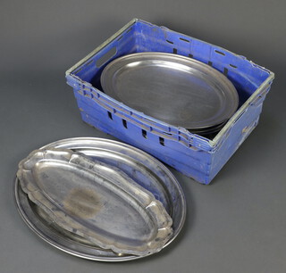 A quantity of catering plated flats, salvers etc 