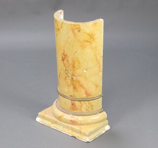 A fibre glass scaglio section of ionic column 71cm h x 43cm w x 22cm d (some chips in places)