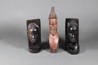 Three African carved hardwood busts of ladies 