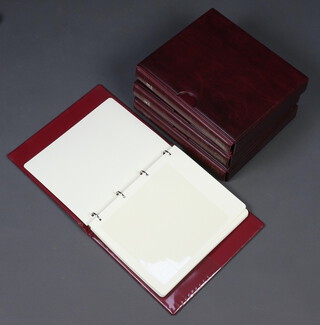 4 empty red British stamp collection ring bound albums